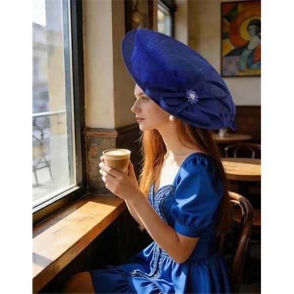 Women\'s Fascinator Hat Elegant Flower Mesh Feathers Headband Derby Hat main image 5